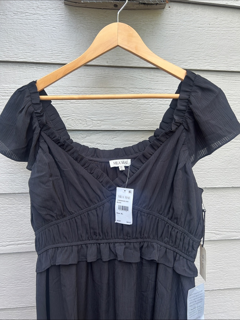 Mila Mae Black Ruffle-Trim Maxi Dress